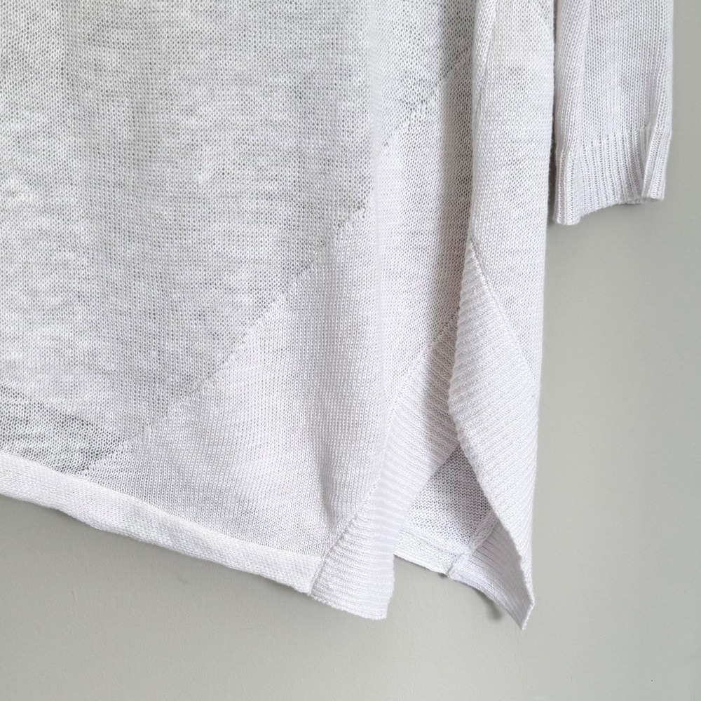 Alice + Olivia Quiana White Asymmetric 100% Linen Knit Pullover Sweater Size XS - Picture 4 of 10